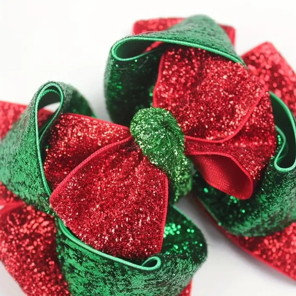 Velvet Christmas Hairpin - Onion Glitter Bow Winter Holiday Series Boutique NEW